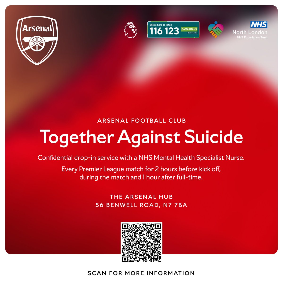 Arsenal Continue Mental Health Support Service on Matchdays