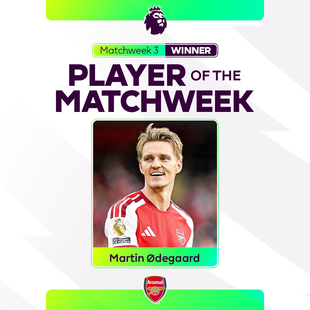 Martin Odegaard Crowned Premier League Player of the Matchweek